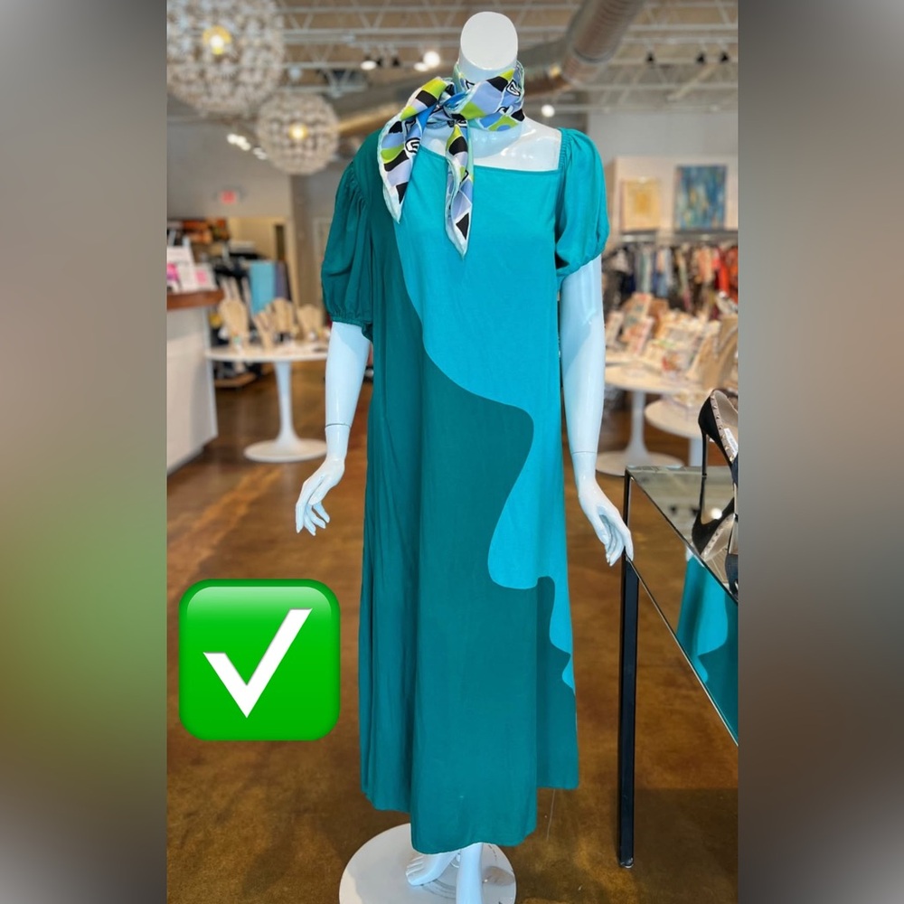 Crosby by Mollie Burch Elegant Teal Asymmetrical Dress XXL